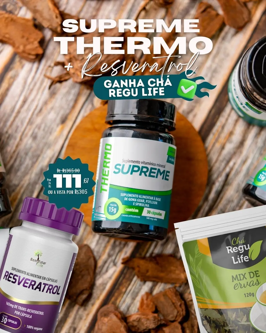 SUPREME THERMO + RESVERATROL BRINDE CHÁ REGU LIFE