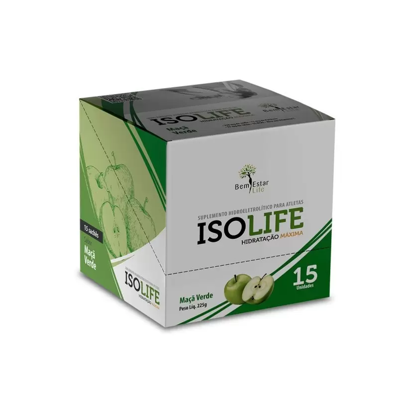 ISO LIFE - ISOTONICO - 15 SACHE MAÇÃ VERDE