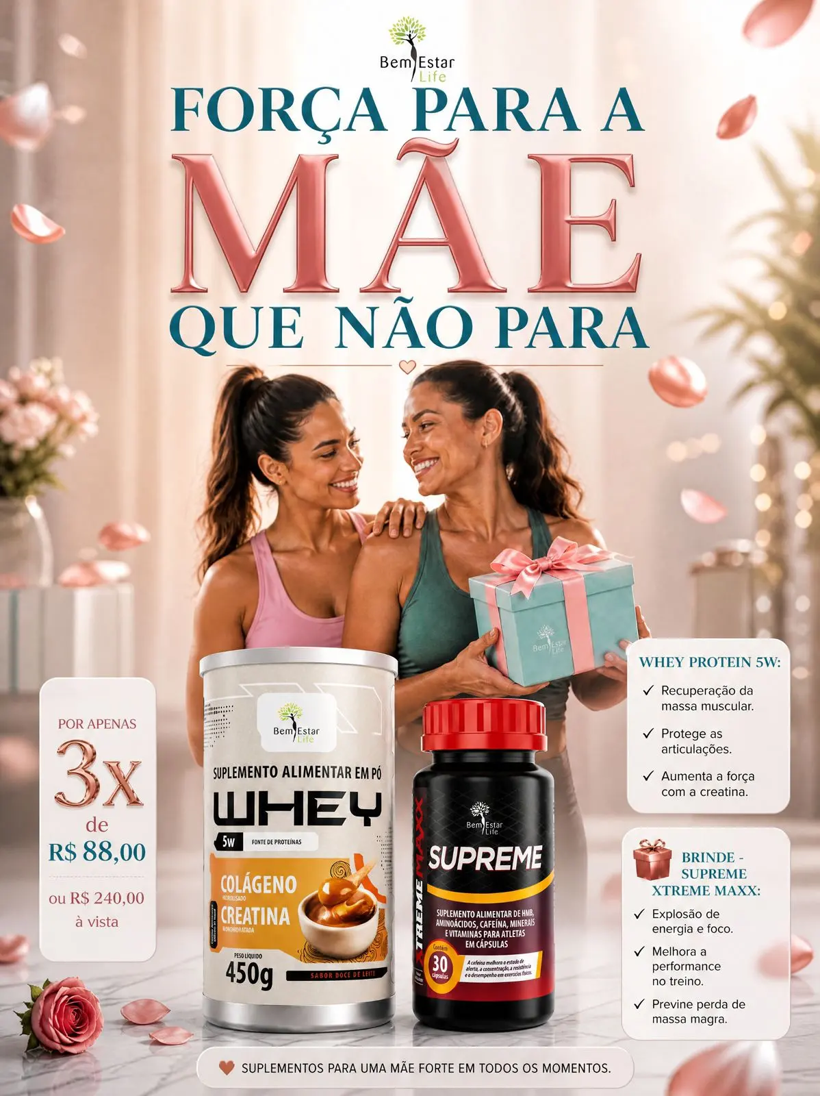 MAIO DAS MÃES - NA COMPRA DO WHEY 5W QUALQUER SABOR BRINDE XTREME MAXX PRÉ-TREINO