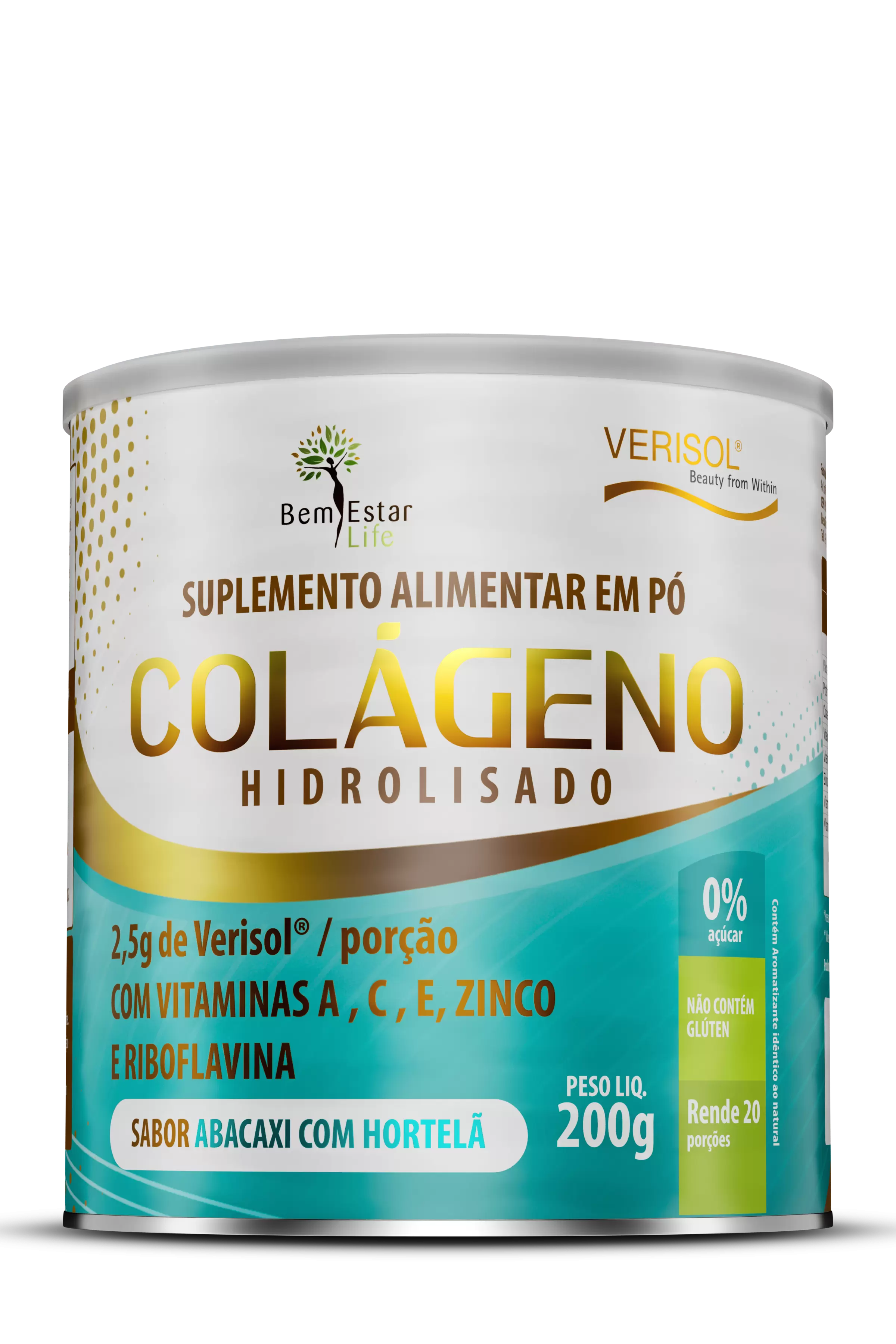 COLAGENO EM PO COM VERISOL SABOR ABACAXI COM HORTELÃ