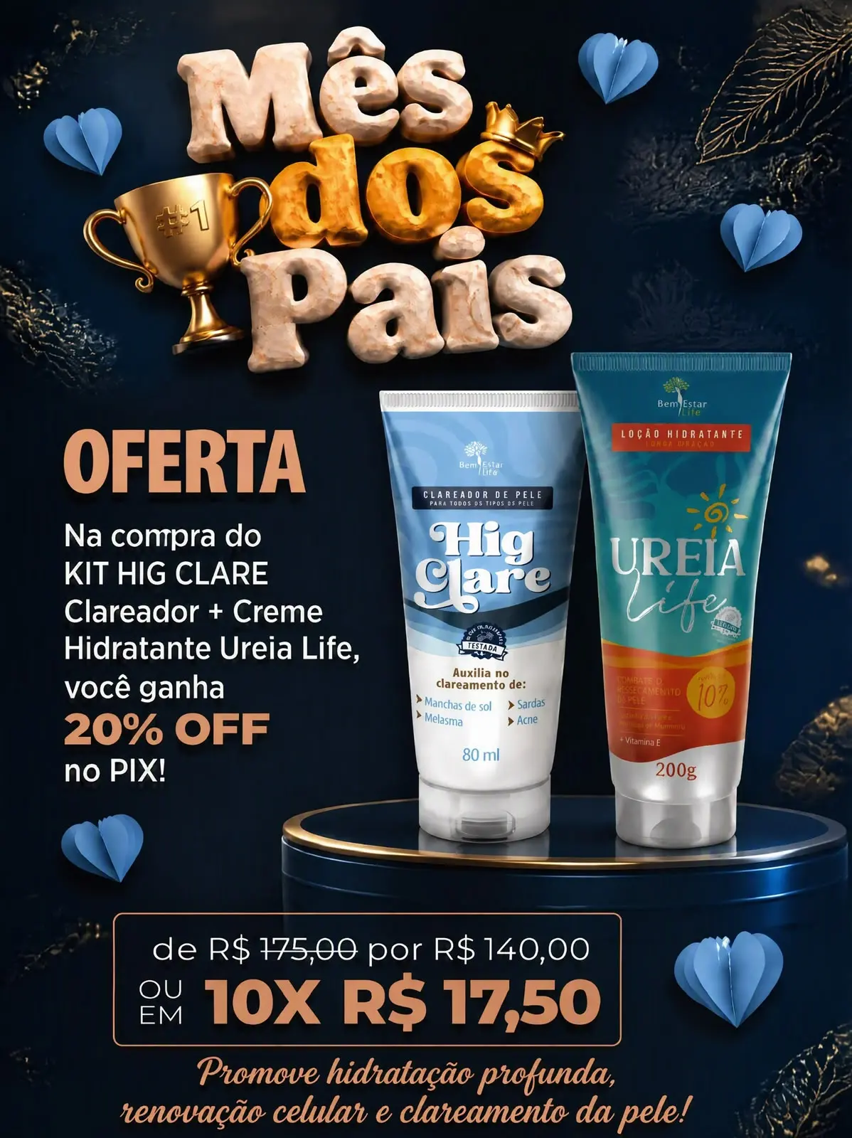 OFERTA DOS PAIS: 20%OFF KIT HIG CLARE CLAREADOR+UREI LIFE 