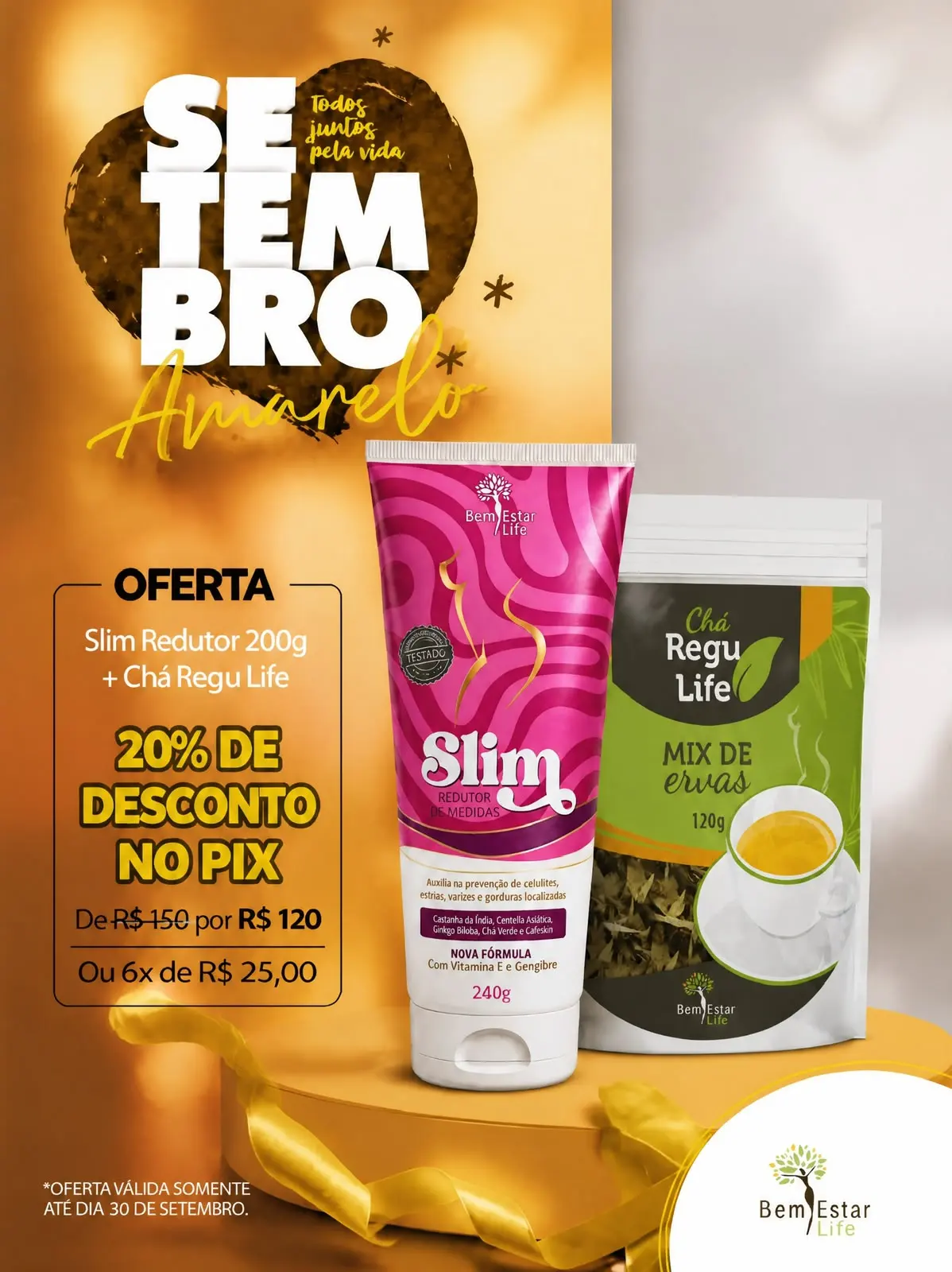 KIT SLIM REDUTOR DE MEDIDAS + CHÁ REGU LIFE 120G COM 20% DE DESCONTO