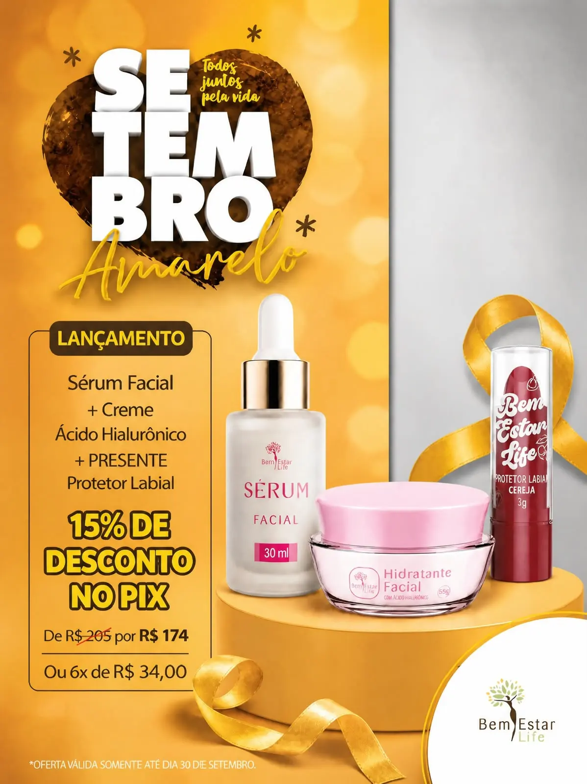 KIT SERÚM FACIAL (LANÇAMENTO) + CREME FACIAL + PROTETOR LABIAL COM 15% DE DESCONTO 