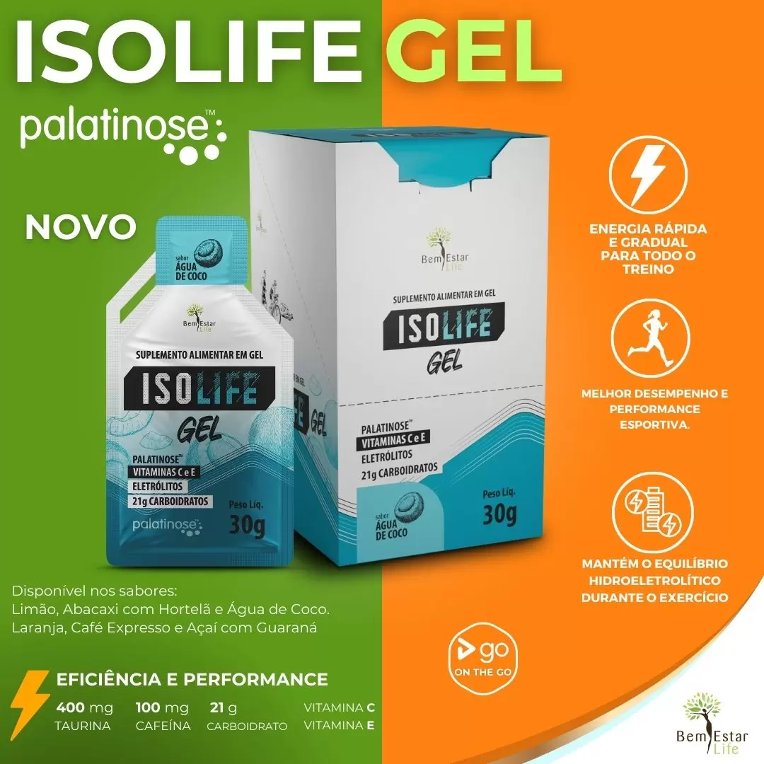 ISOLIFE GEL SABOR ÁGUA DE COCÔ - SEM CAFEÍNA