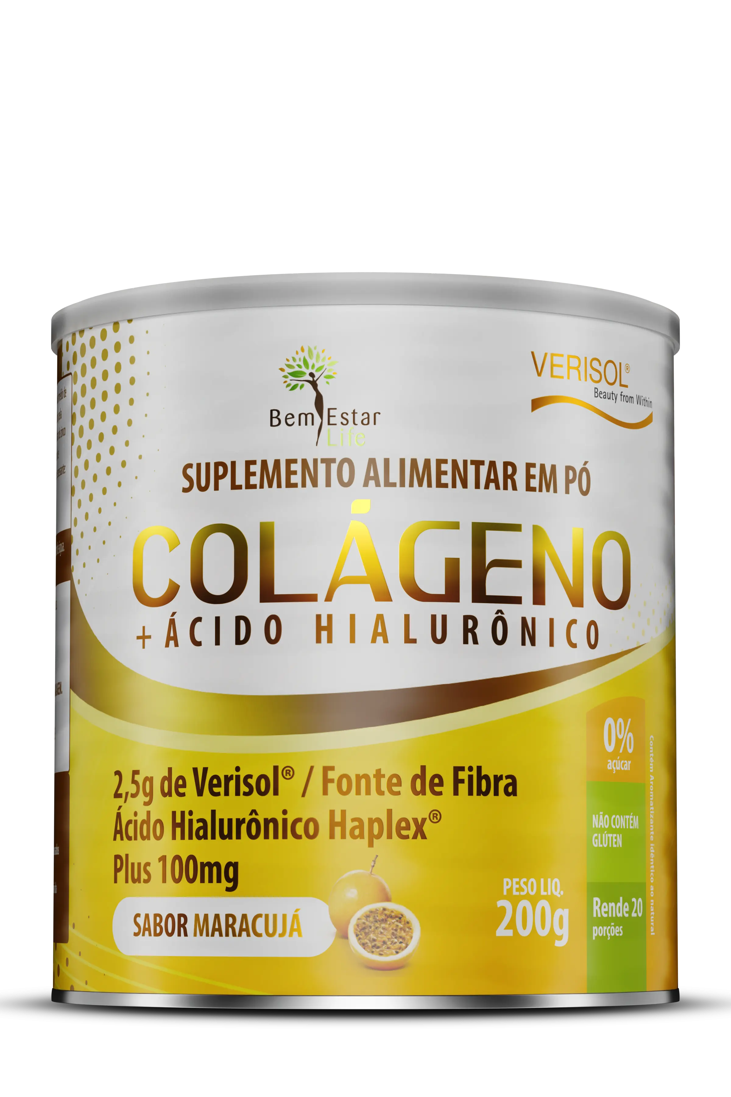 COLAGENO EM PO COM VERISOL COM ACIDO HIALURONICO SABOR MARACUJÁ