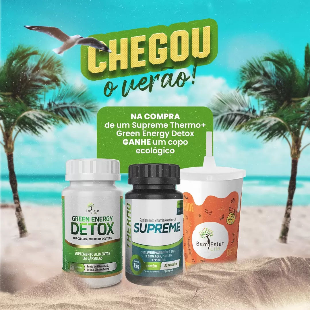 Verão chegou: Comprou o combo Supreme Thermo + Green Energy, ganhou copo personalizado