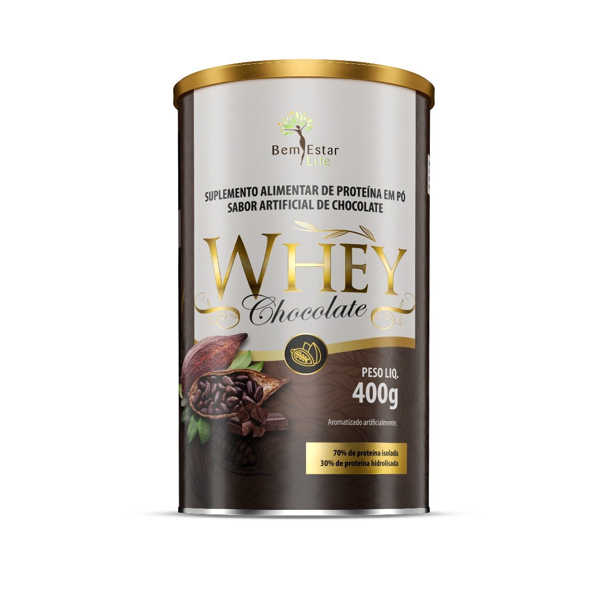 WHEY PROTEIN CHOCOLATE 400 GR, *70% ISOLADO / 30% HIDRIOLISADO*