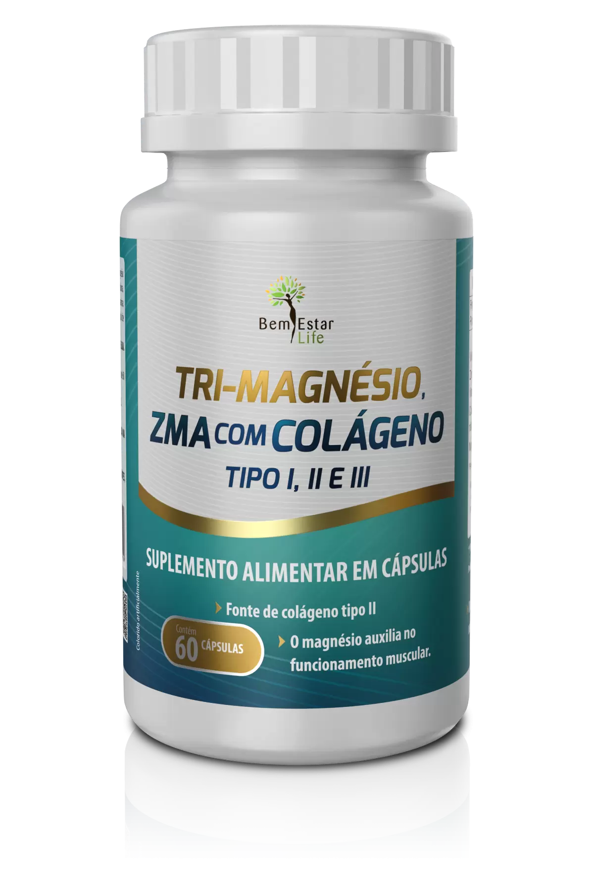 TRI-MAGNESIO + ZMA COM COLAGENO I, II e III