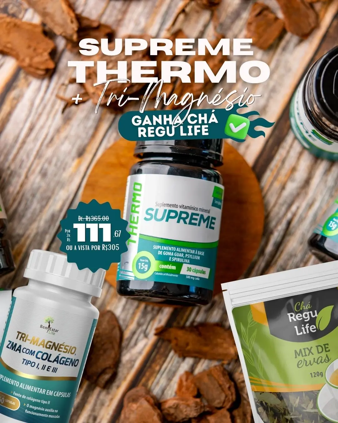 SUPREME THERMO + TRI MAGNÉSIO COM COLAGENO TIPO I, II E III