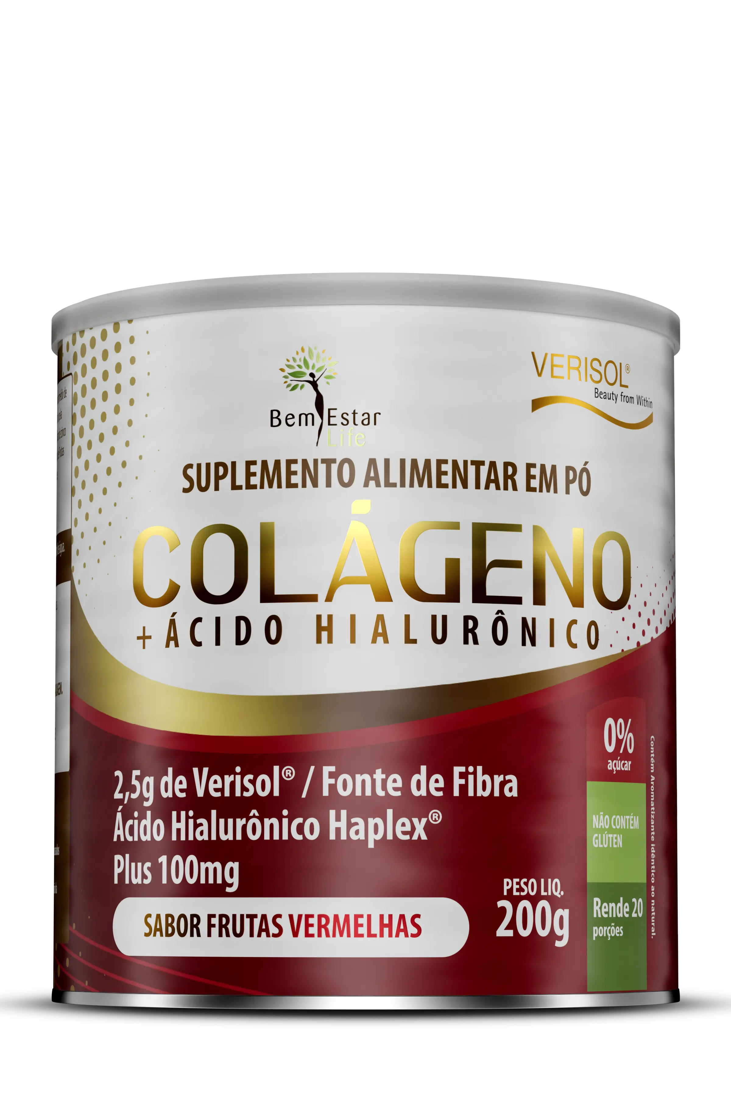 COLAGENO EM PO COM VERISOL COM ACIDO HIALURONICO SABOR FRUTAS VERMELHAS
